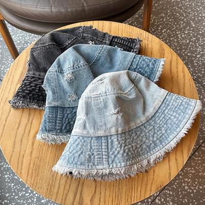 Korean Style Denim Bucket Hat Washed Denim Sun Protection Hat Retro Sun Hat  Outdoor