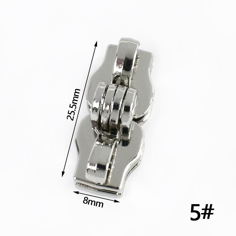 2/5/10Pairs 5# 8# 10# Lockable Nylon Zipper Sliders Double Hole Safety Zip Lock for Luggage Zips Puller Closure Repair Accessory