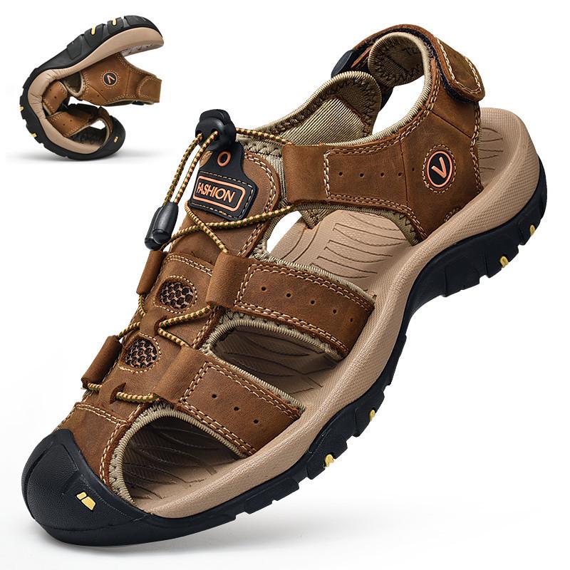 Korean Style Men's Breathable Outdoor Sports Sandals - Trendy Summer Closed-Toe Beach Shoes for Teenagers