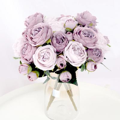 1 Bouquet 9 Heads Artificial Flowers Peony Tea Rose Autumn Silk Fake Flowers for DIY Living Room Home Garden Wedding Decoration