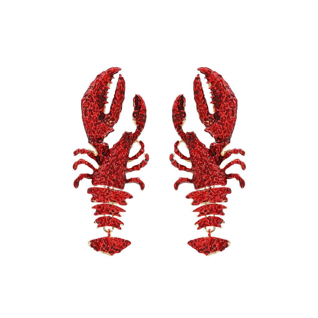 Exaggerated Ocean Breeze Multi-layered Lobster Summer Beach Style Fashionable Earrings for Ladies with Brushed Finish.