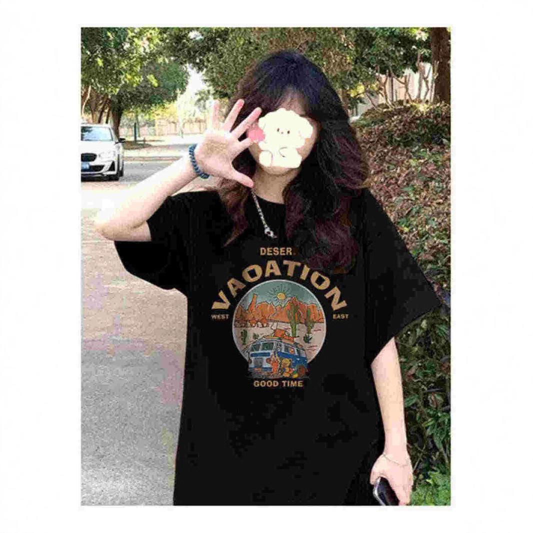 

Plus Size Black Pure Cotton Short Sleeve Women s T-Shirt - Korean Style, Loose, Mid-Length, Summer Fashion, Versatile Top M (80-100 jin) чёрный