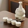 Ceramic Sake Set with Warmer Drink Cup, Creative, Sturdy, Durability, 4 Cups,