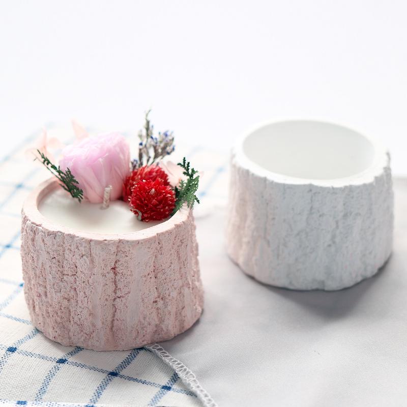 Wooden Pile Shape Silicone Mold Round Gypsum Concrete Pot Mold Succulent Flower Cement Pot Silicone Mold Candle Decoration Craft