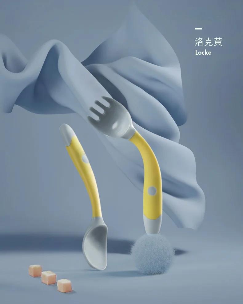 Baby Children Spoon Fork Set Soft Bendable Silicone Scoop Fork Kit Tableware Toddler Training Feeding Cutlery Utensil1PC