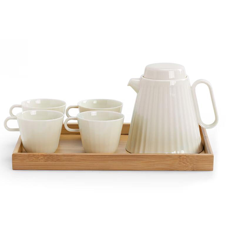 Nanshan Ceramic Teapot & Cup Set with Bamboo Tray