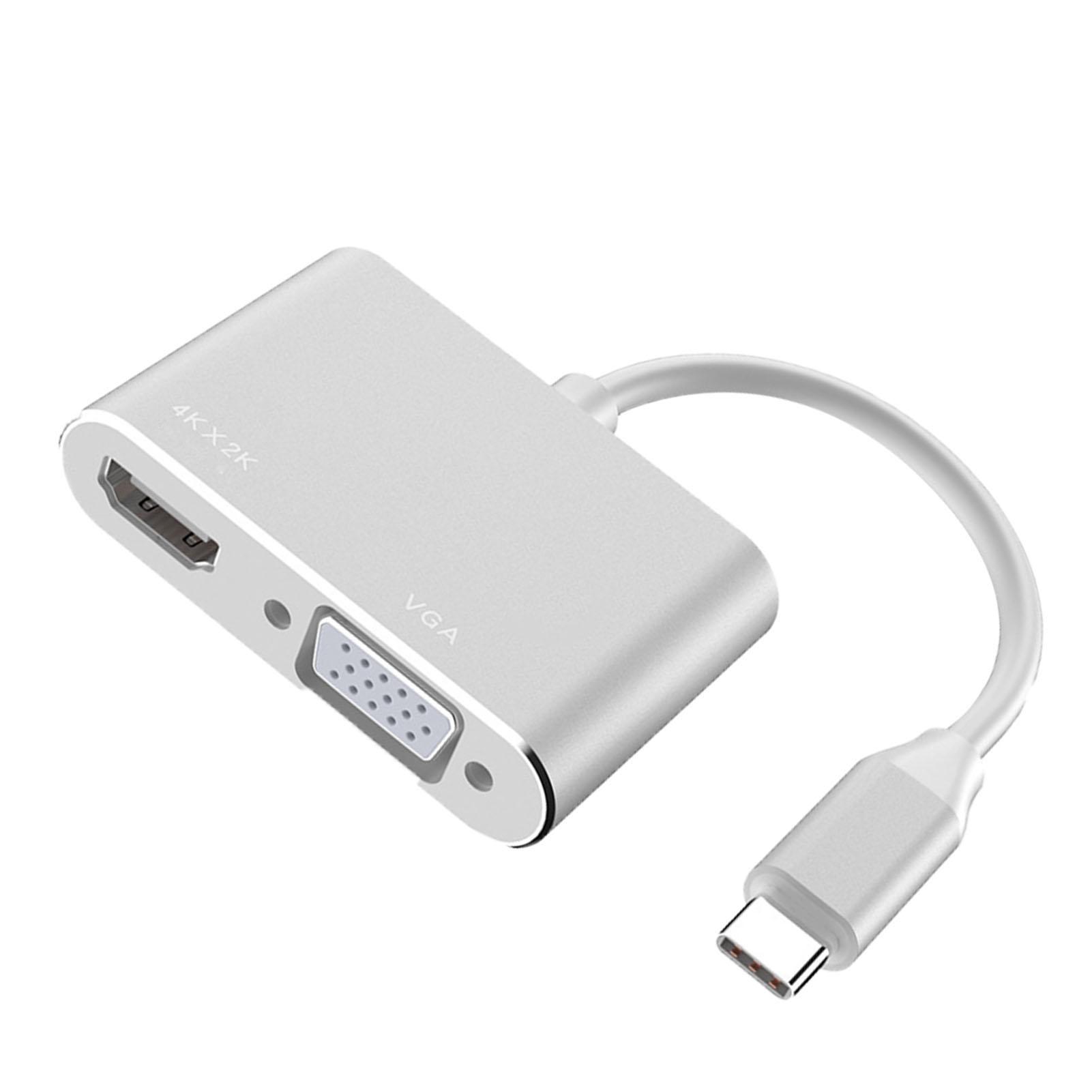 

2 в 1 Тип C - HD Мультимедийный Интерфейс VGA Адаптер Поддержка 4K 30 Гц Plug and Play Тип C - VGA серебряный
