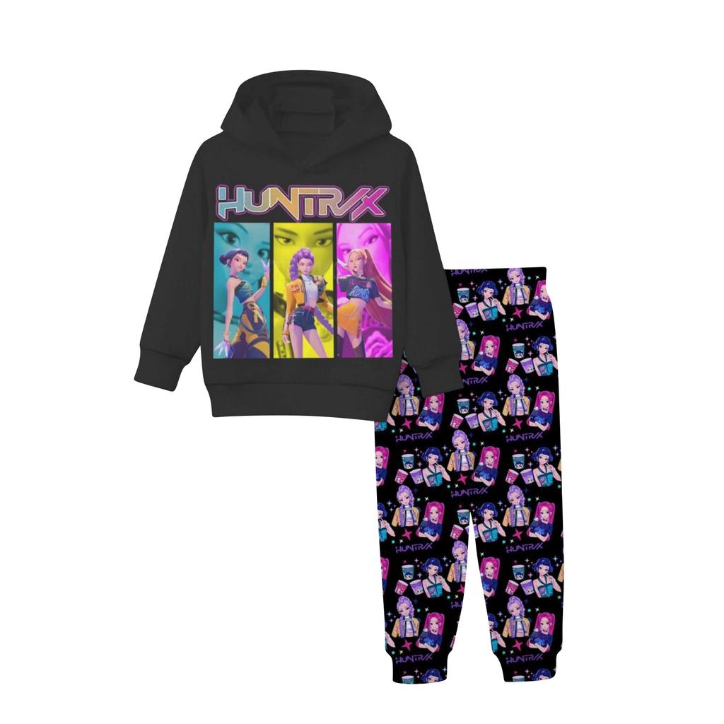 Children's Casual Fashion Pullover Sweatshirt Printed Loose Hoodie And Casual Pants Two-piece Set