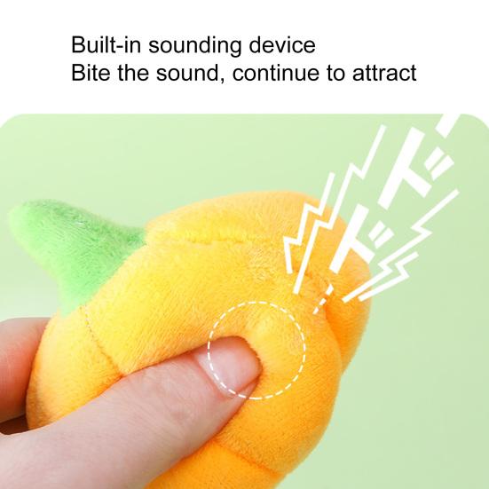 Puppy Squeaky Toy Pet Pumpkin Shape Plush Chew Toys Dog Interactive Reduces Boredom Squeaky Toy for Small Doggy