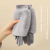 Three in One Touchscreen Faux Mink Gloves Women Winter Warm Leather Fingerless Mittens Convertible Design Cold Weather Handwear