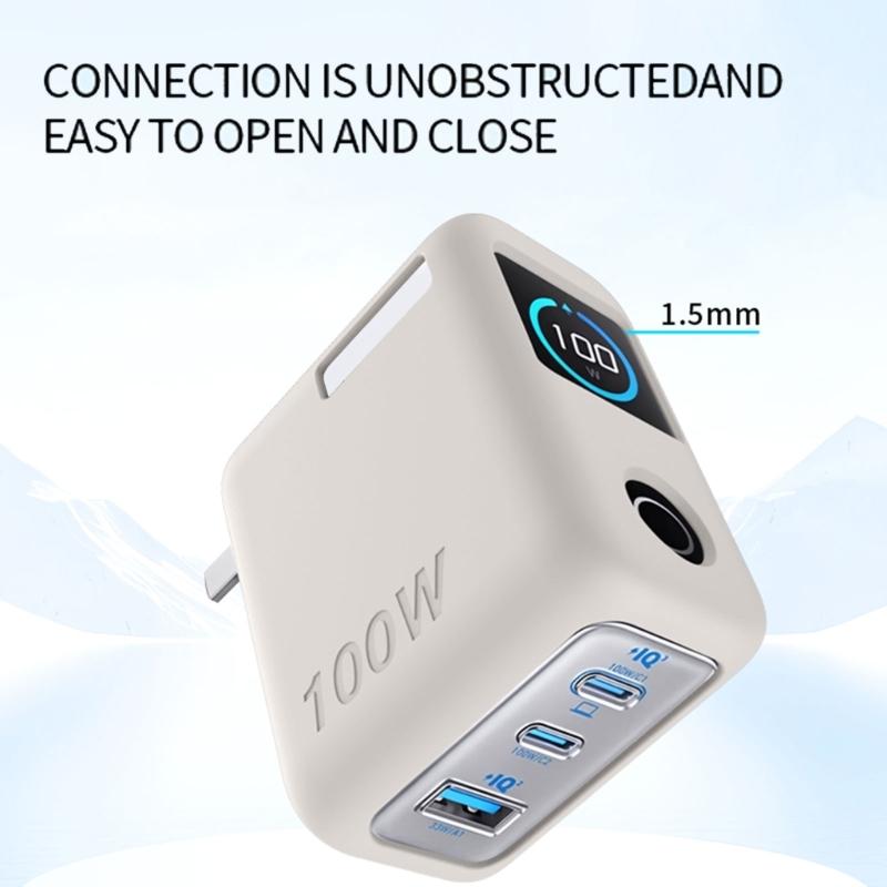 AntiScratch Protectors Case For 100W Power Adapters Transparents Screen Guard Flexible Silicone Material Quick Access Port