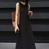 Round Neck Vocation Vest Dresses Hollowed Out Open Back Long Dress Summer Sleeveless Dress  Teens