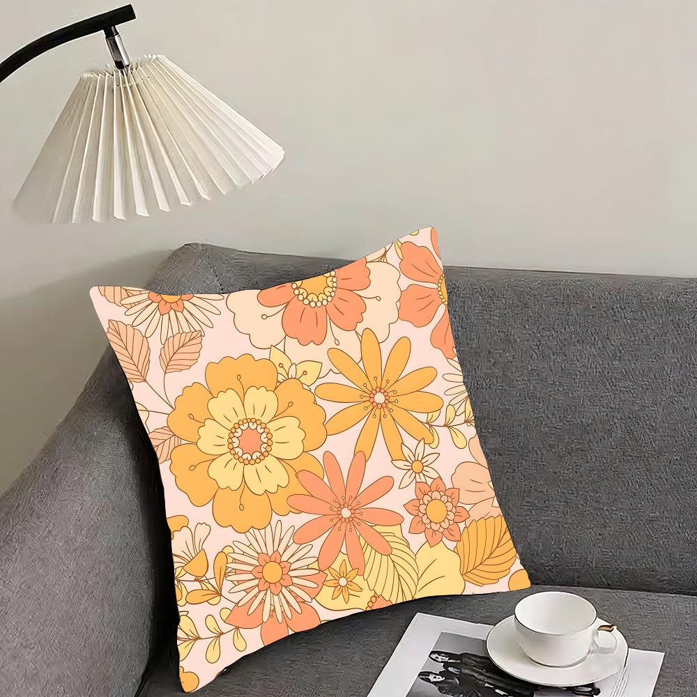 Retro Floral INS Cushion Cover Pillowcase Ultra Soft Skin Friendly Fabric Cloud Like Comfort  Concealed Zipper