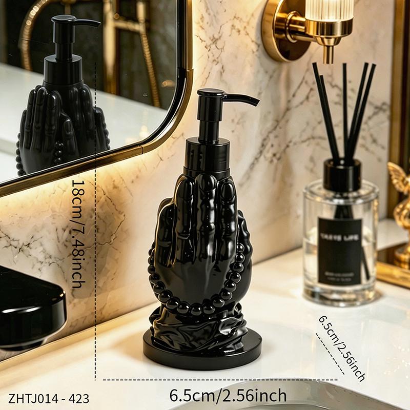 Trendy Elegant Prayer Hand Resin Soap Dispenser Bottle for Bathroom Washstand Home Countertop Lovely Minimalist Decor Ornament
