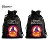 Trick or Treat Party Souvenirs 2Pcs Halloween Pumpkin Drawstring Bags for Candy Treats, Retro Burlap Rustic Linen Goodie Bags, Portable Kids
