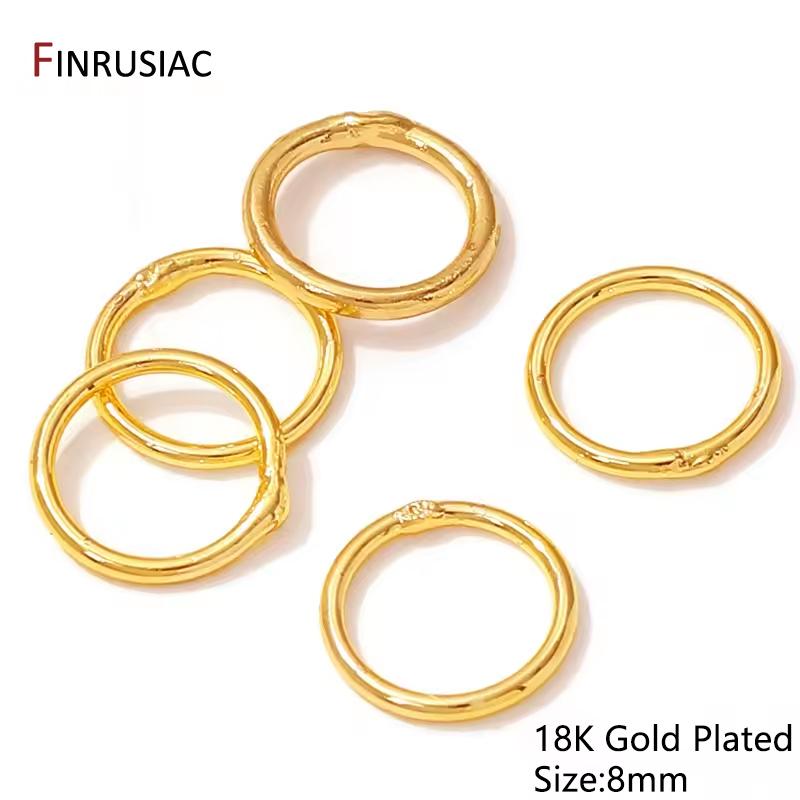 4-8mm 14/18K Gold Plated Brass Solid Closed Jump Ring,Closed Split Rings Connector For DIY Jewelry Making Accessories