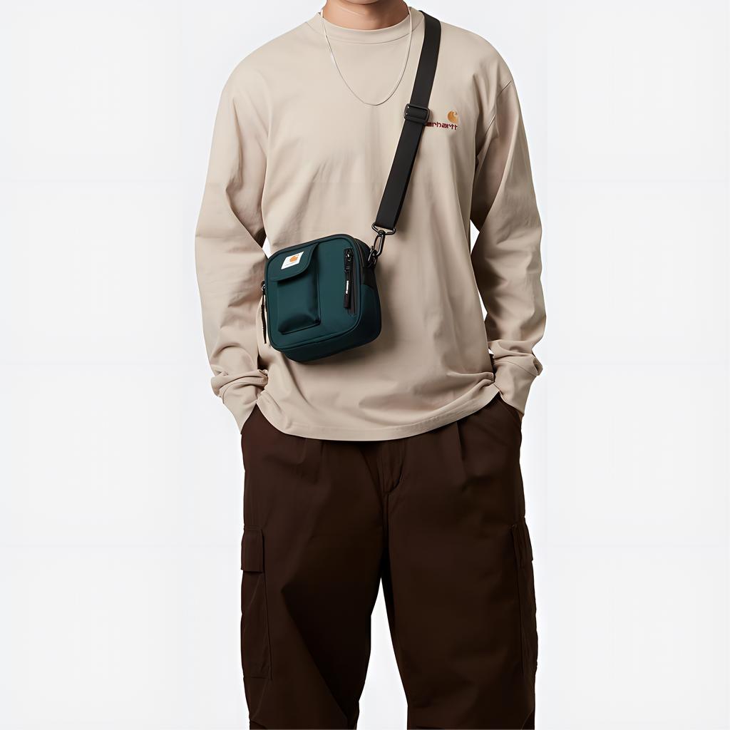 New Carhartt WIP Recycled Polyester Crossbody Bag, Shoulder Bag Small Men's Dark Green I031470-0AU-XX