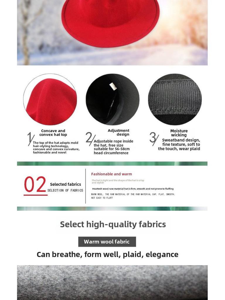 Cappello a punta da strega in lana in stile britannico per autunno e inverno:  alla moda, alte, design roccia vulcanica jazz