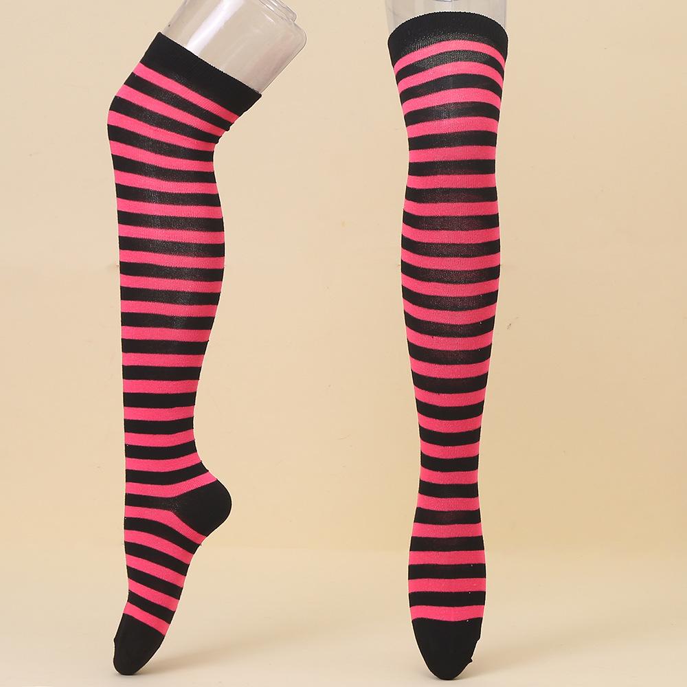 European & American Halloween Christmas Striped Over-the-Knee Socks for Women's Cosplay