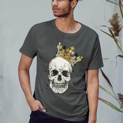 T-shirt Homme Crâne Couronné Hommes Femmes Vie Quotidienne Mode T-shirt Design Unique Graphique Hauts Unisexes Roi Squelette Halloween Streetwear