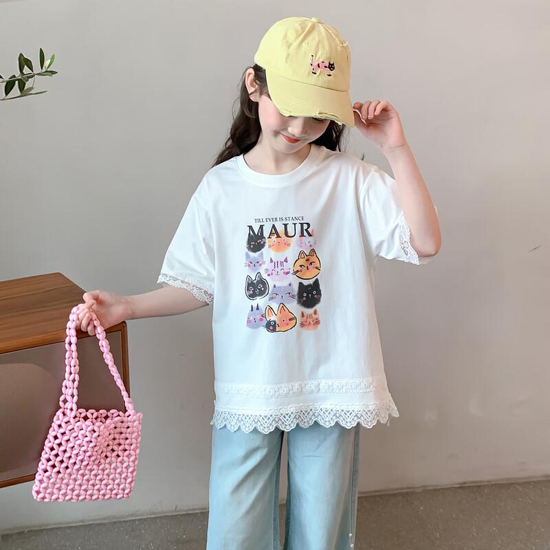 Girls' Floral Short-Sleeve Summer T-Shirt