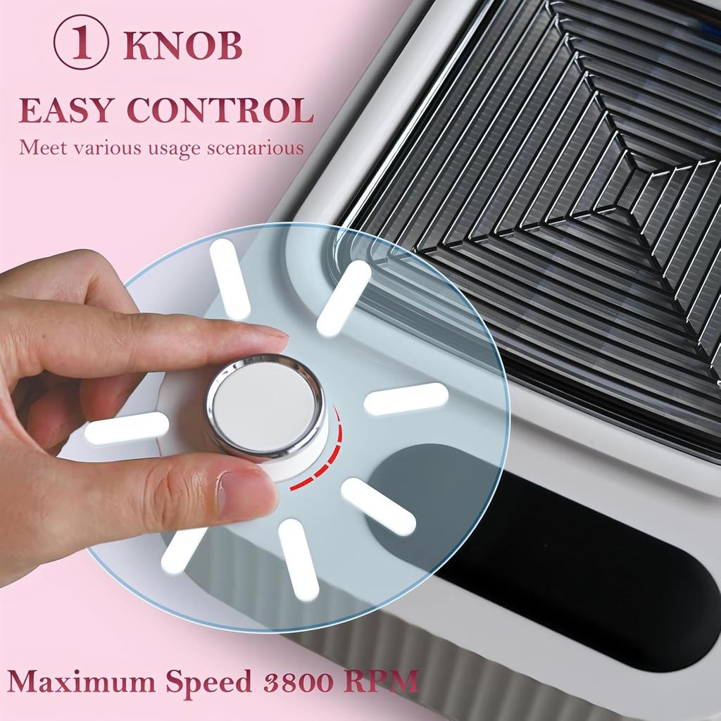 Professional Nail Dust Collector for Acrylic Nails – Adjustable Low Noise Electric Vacuum Fan, Nail Polish Dust Extractor for Salon & Home Use