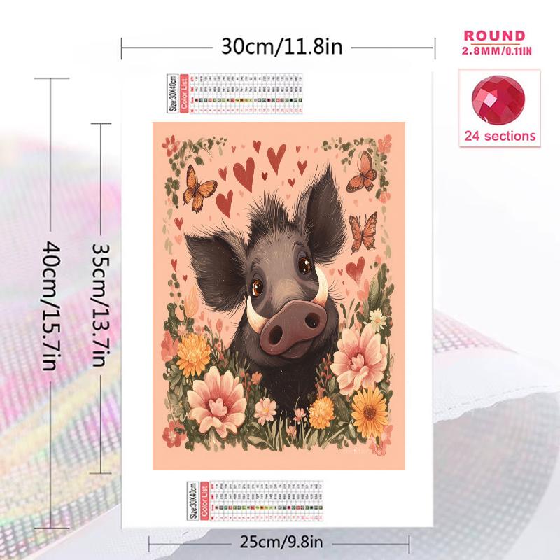 Pink warthog Pattern 3pcs 100% Round Full Drill 5D DIY Diamond Painting Embroidery Cross Stitch Rhinestone Décor