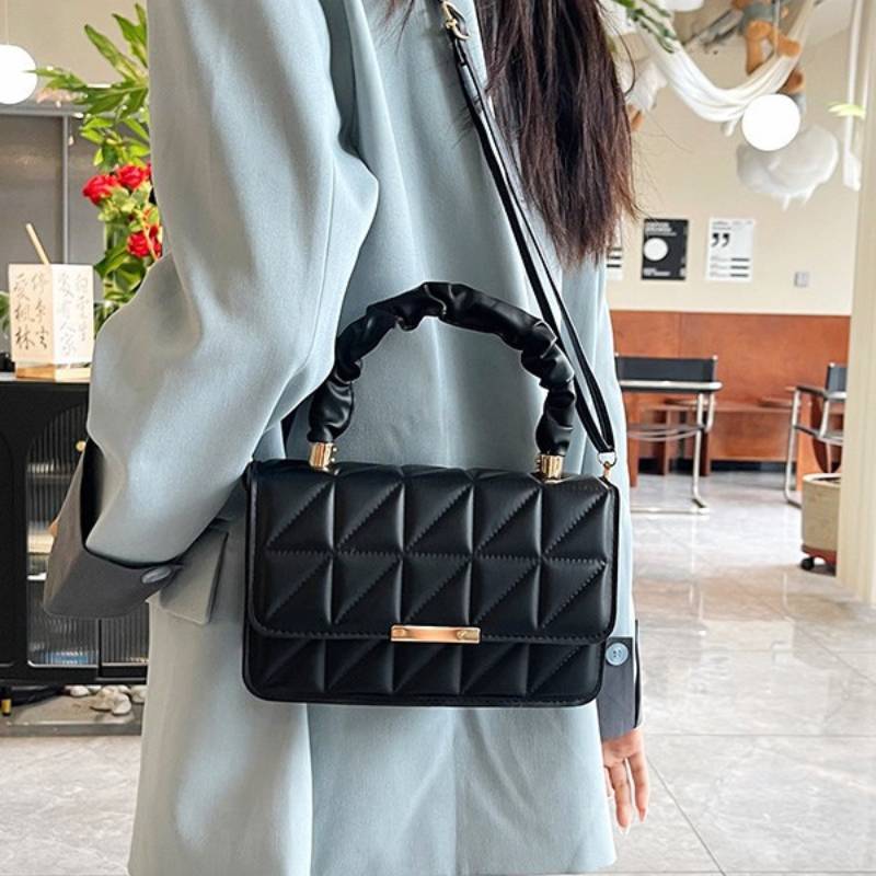 Pu Crossbody Bag For Women Small Square Design With Stitching For Daily Casual Use