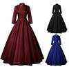 Rochie Maxi Vintage Victoriană cu Guler Înalt și Volane, Mânecă 3/4, Croială A-Line, Rochie Renascentistă pentru Femei, Ideală pentru Cosplay, Halloween și Petreceri de Mascaradă