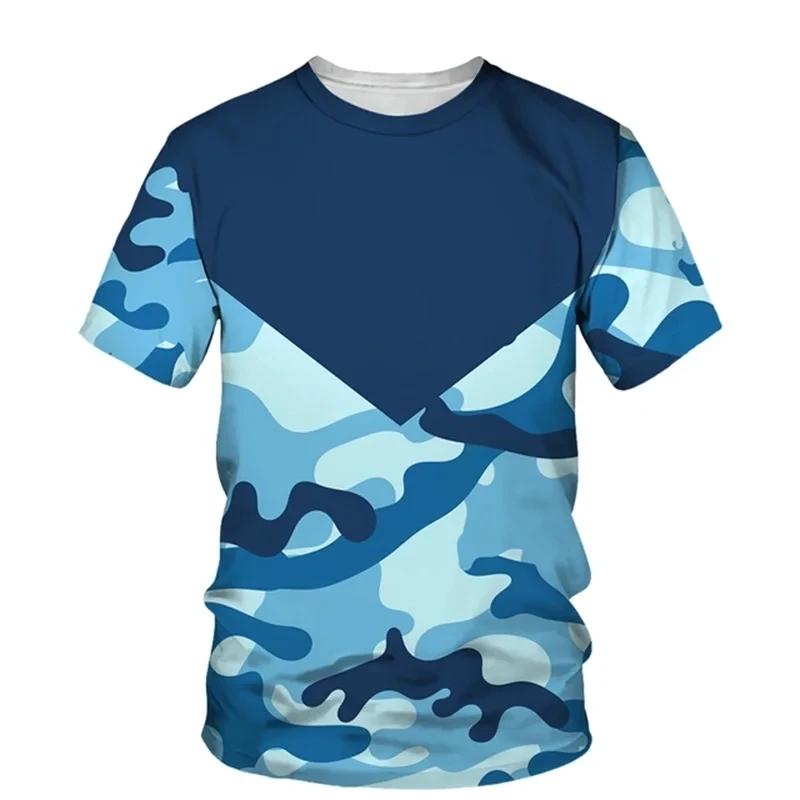 Summer Men's Camouflage Clothing 3D Printed T-shirt Fashionable Casual Short Sleeved Street Popular Plus Size Top