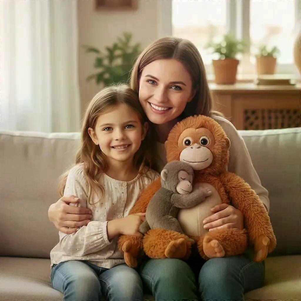 Mama Punch Monkey Plush Toy, Baby Monkey & Orangutan Plush Stuffed Animal, Protect Punch Orangutan Stuffed Animal, Cute Monkey Holding Plush Toy