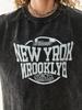 Trendy Vintage Black Washed Graphic Street Style Top