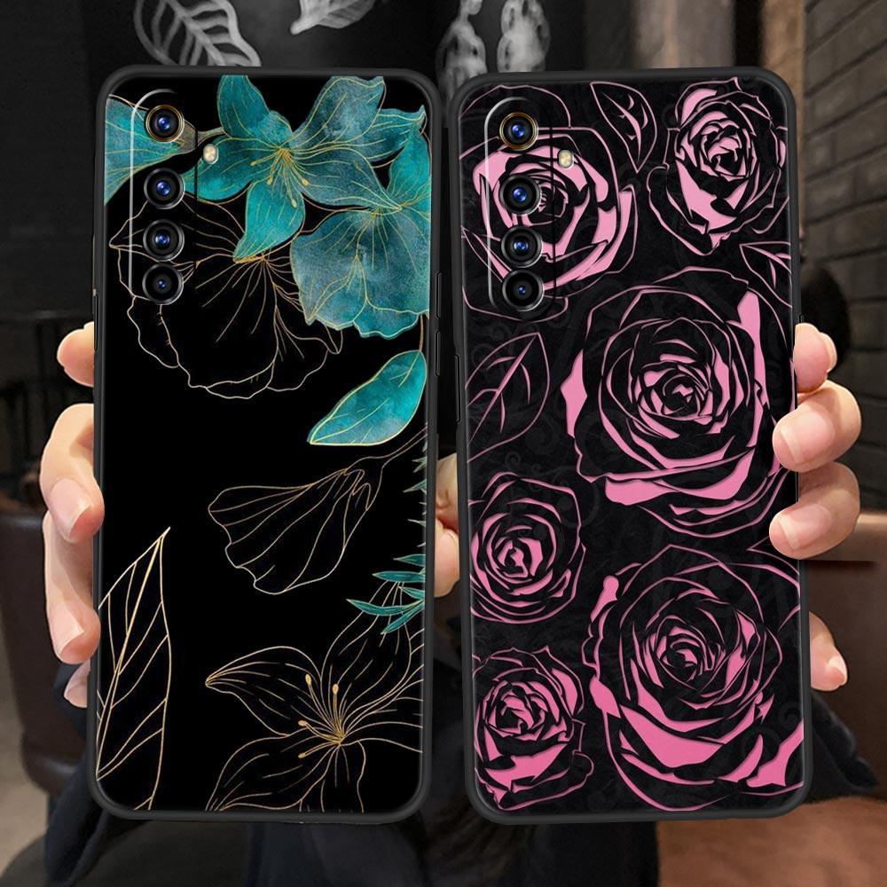 Dragon Flower Grass Line Art Phone Case For Realme 10 9 8 5G 7 6 GT2 Pro Plus 9i 8i C21 C11 C25 C35 GT Neo 2 3 3T Soft Cover
