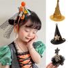 Halloween Pumpkin Lace Ribbon Hair Clip Glitter Mini Cone Hat Masquerade Cute Strong Hold Mini Cone Hat