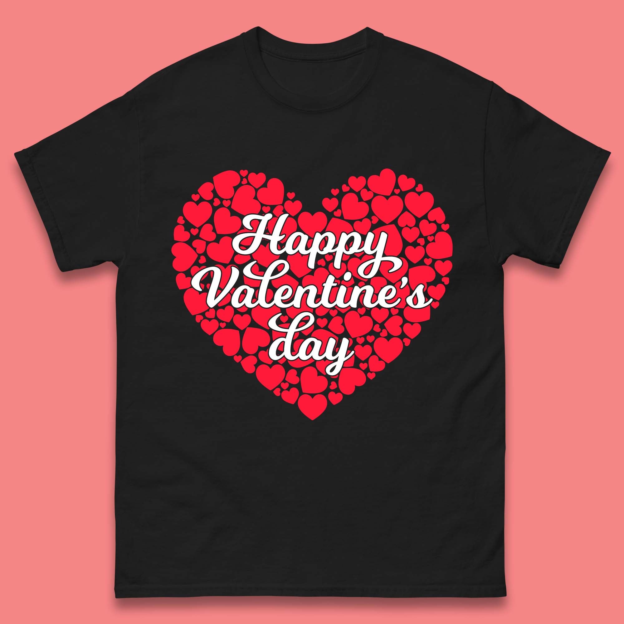 Happy Valentine s Day Hearts Mens T-Shirt Womens Tops Tees S