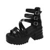 Fashion 9CM Women Leisure Chunky Platform Sandals Peep Toe High Heels Gladiator Goth Slippers Woman Trendy Summer Lace Beach Sandals