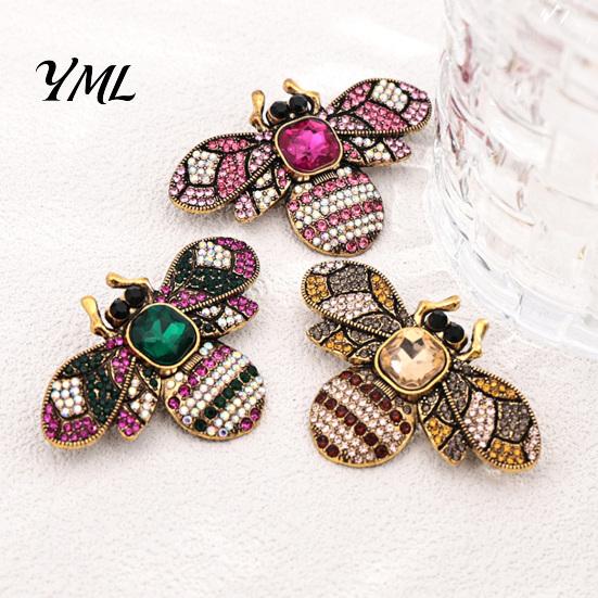 Anti-rust Bee Pin Retro Rhinestone Brooch Pin, Insect Alloy Badge with Women Jewelry Accessory Colorful Rhinestones, for Clothing Dress Coat