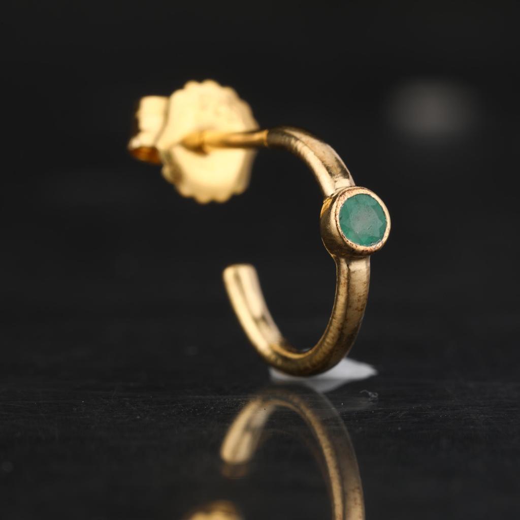 Sakota Emerald Hoop Earrings 925 Sterling Silver Gold Plated Fine Jewelry Gift for Her