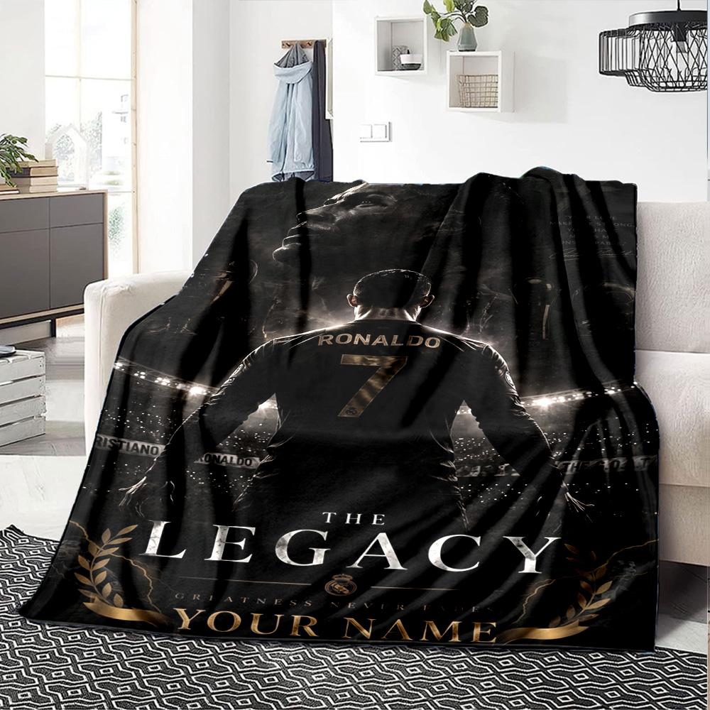 Cristiano Ronaldo (120) Personalized Name Blanket Multi-purpose Customizable Blanket Warmthful Decor Throw For Office Chair Living Room Office Seaside