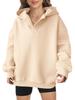 Real shot American women's fleece hooded sweater long sleeve solid color top loose women