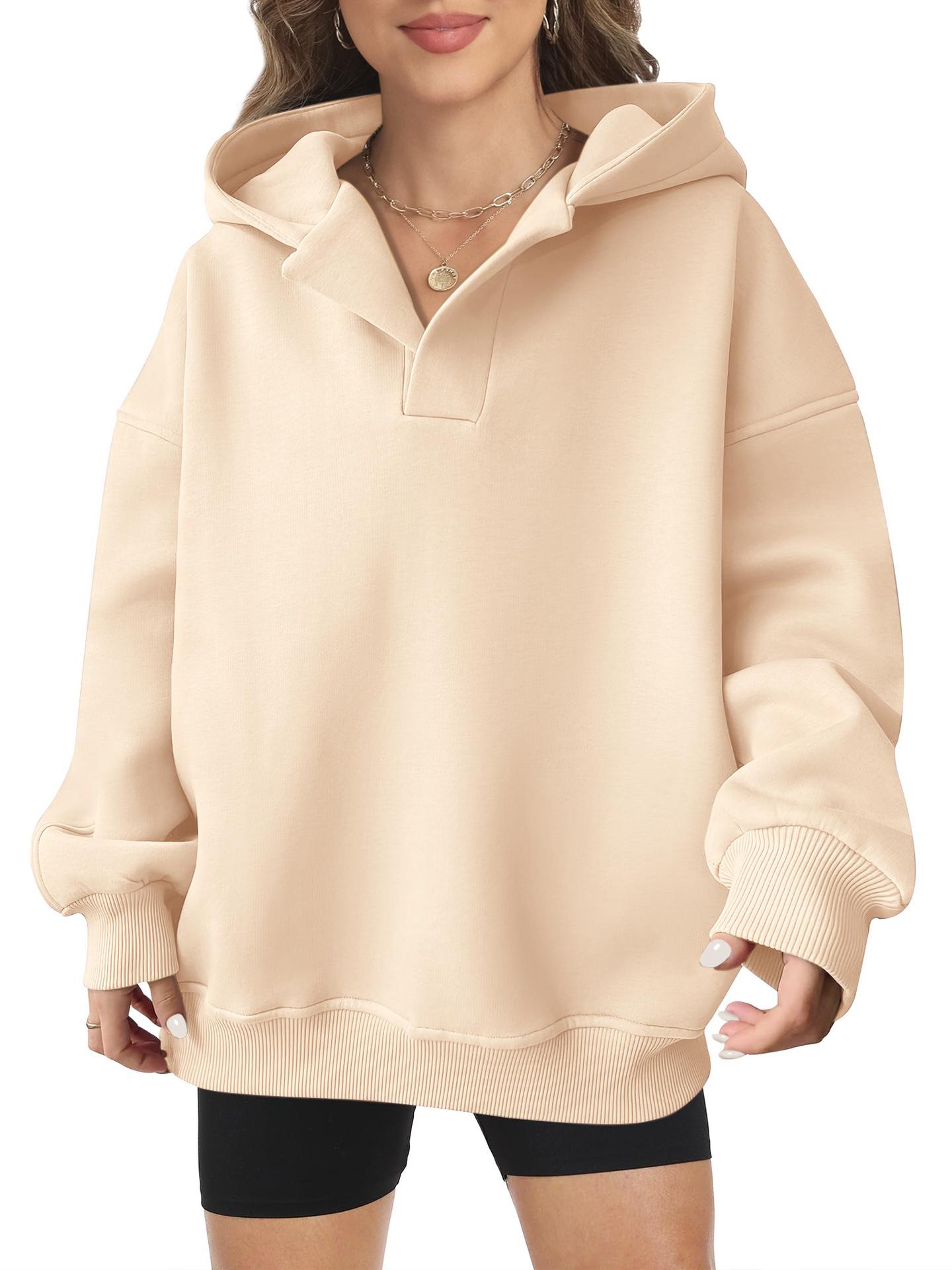 

Реальное фото женского флисового худи с капюшоном, с длинным рукавом, однотонный топ, свободный женский XXL абрикосовый