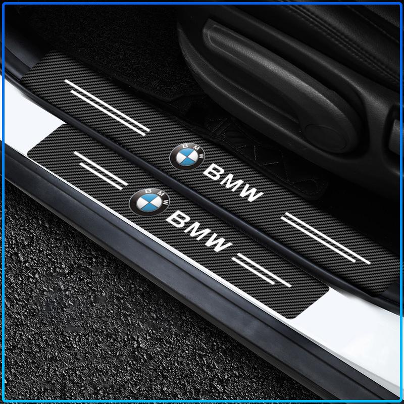 For BMW E34 E46 E39 E38 E90 E60 E36 F30 F30 F10 E92 E38 E91 G30 G38 M3 M5 4Pcs Carbon Fiber Car Door Sill Protection Sticker Anti-scratch Refit