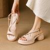 Summer casual Roman sandals solid color women's platform sandals soft sole round head women's shoes new large size shoes polyurethane