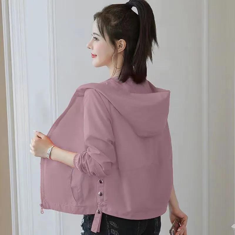 Short Sunscreen Clothing Korean Version of The Wild Anti-ultraviolet Hooded Thin Long-sleeved Breathable Women