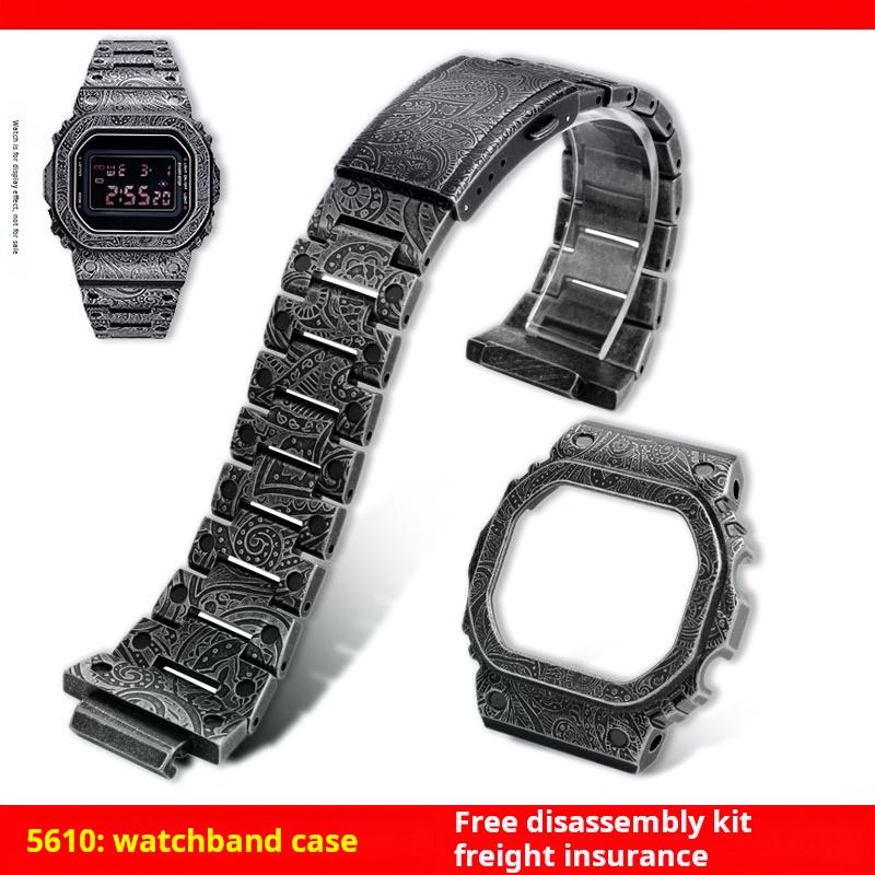 Für CASIO DW5600 GMWB5000 G5600E Titan GWM5610 Edelstahl Uhrengehäuse 5610 5600 5000 Metalllünette Armband Mod Kit Mit Werkzeugen