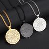 Modern Christian Inspired Pendant Necklace With Mystical Coin Design Sturdy Stainless Steel Chain Spiritual Jewelry Gift
