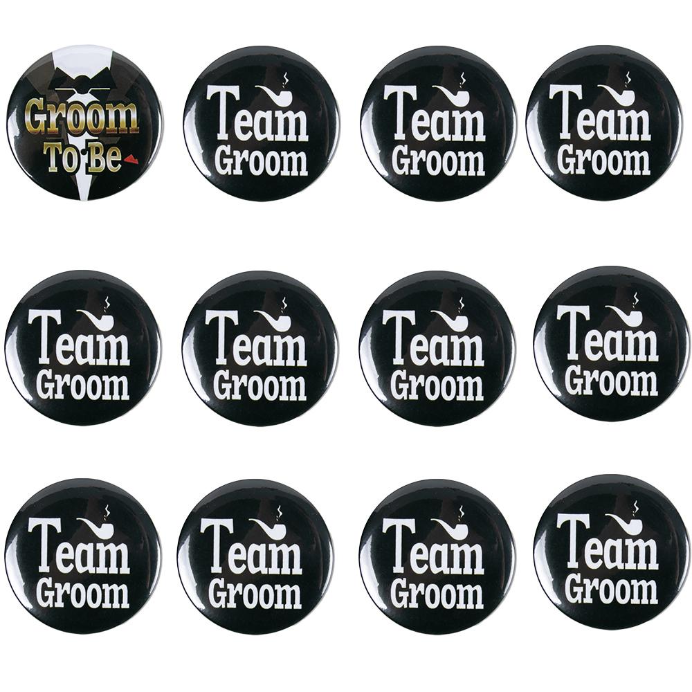 1-12pcs Bachelor Party Badge Pins Team Groom/Groom To Be Buttons Pins Decoration Men Groomsman Accessory Wedding Ideas Gifts