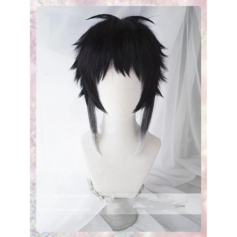 Bungo Bungou Stray Dogs Ryunosuke Akutagawa Cosplay Wig Short Black White Wig Heat Resistant Hair Cosplay Wigs One Size