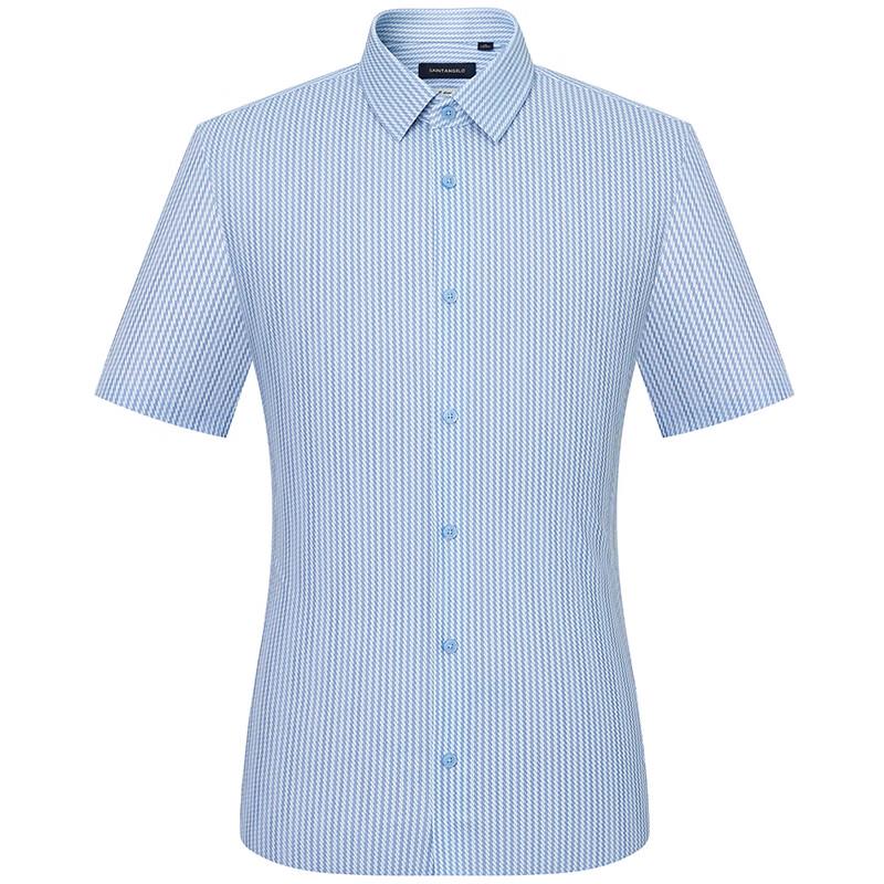 SAINT ANGELO Men's Short Sleeve Striped Business Shirt