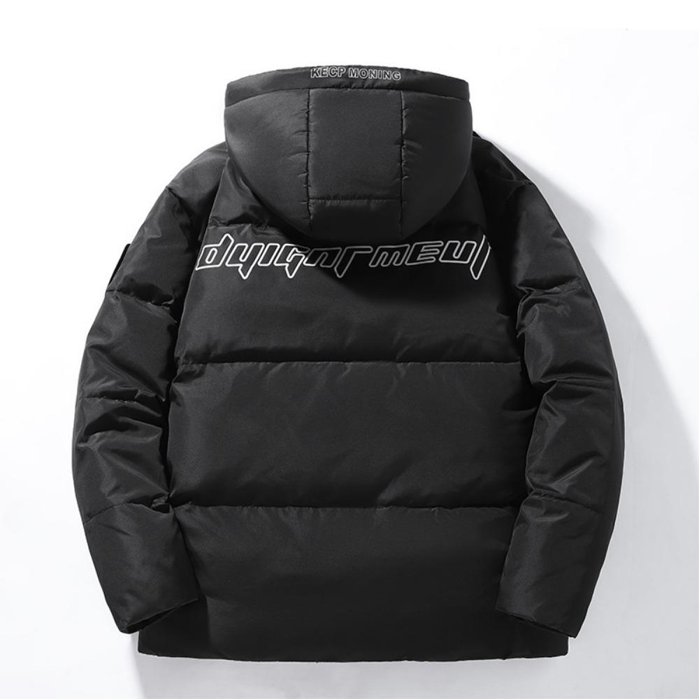 New down jacket men and women with the same couple short hooded snow mountain gradual change color